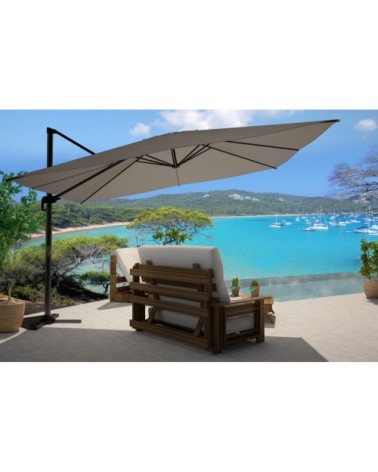 Parasol déporté et rotatif 3 x 4 m gris