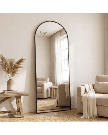 Miroir sur pied 160 x 50 cm sur pied cadre en alliage d'aluminium noir