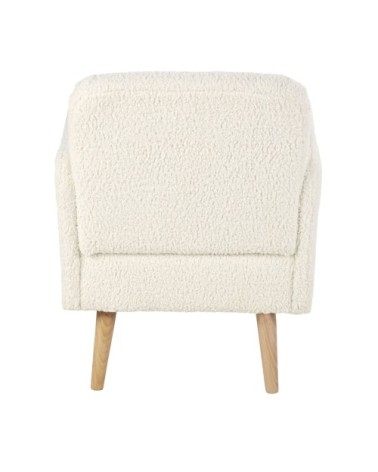 Fauteuil bouclettes blanches et pieds en bois de hêtre