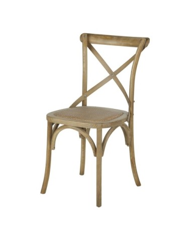 Chaise bistrot rotin et frêne effet cérusé