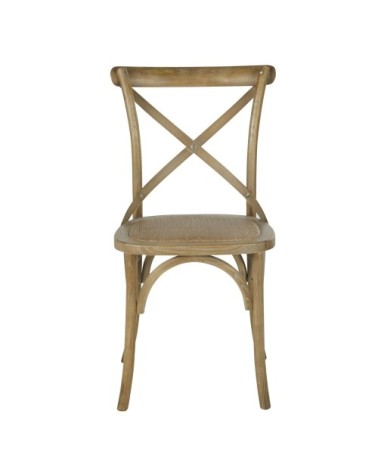 Chaise bistrot rotin et frêne effet cérusé