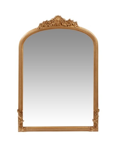 Miroir rectangulaire arrondi à moulures dorées, 55x80 cm