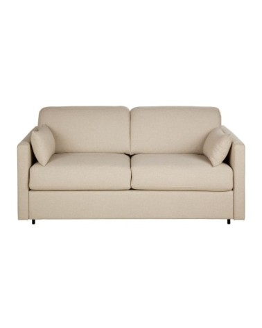 Canapé convertible 2/3 places en textile tramé beige, matelas 18 cm