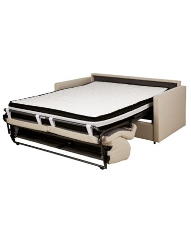 Canapé convertible 2/3 places en textile tramé beige, matelas 18 cm