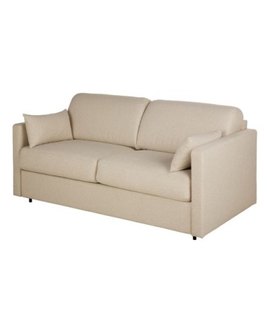 Canapé convertible 2/3 places en textile tramé beige, matelas 18 cm