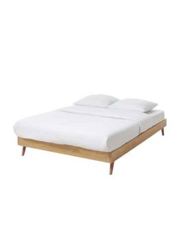 Lit vintage en bois 160x200 avec sommier à lattes