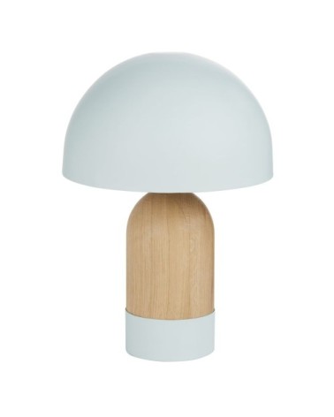 Lampe en bois de chêne et métal vert d'eau H37