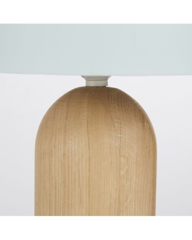 Lampe en bois de chêne et métal vert d'eau H37