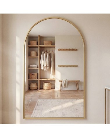 Grand miroir arche en acier doré, 110x180 cm