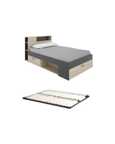 Cadre de lit effet bois gris anthracite 120 x