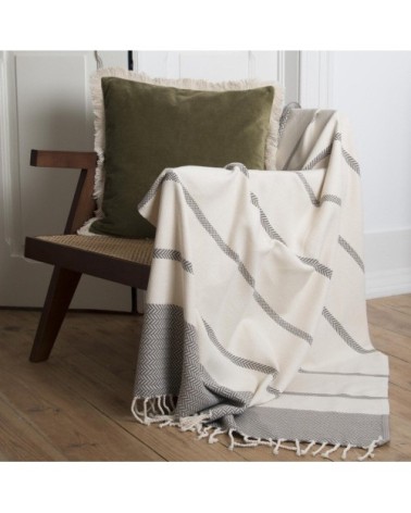 Plaid coton taupe 130x170