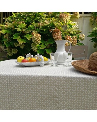 Nappe en coton enduit beige rectangle 160 x 200 cm