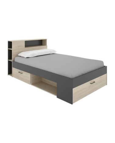 Cadre de lit effet bois gris anthracite 120 x