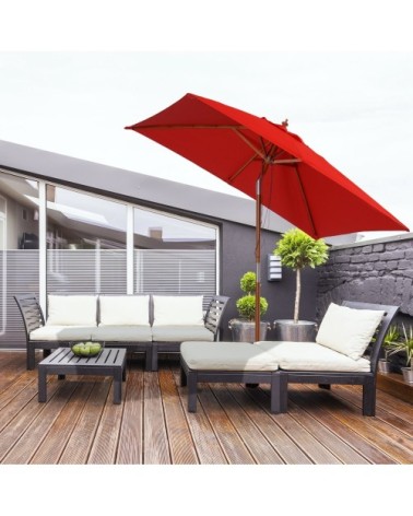 Parasol rectangulaire inclinable rouge