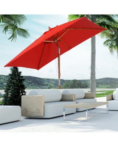 Parasol rectangulaire inclinable rouge