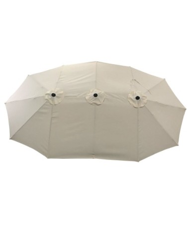 Parasol double ovale 2,7x4,6m en acier et toile beige