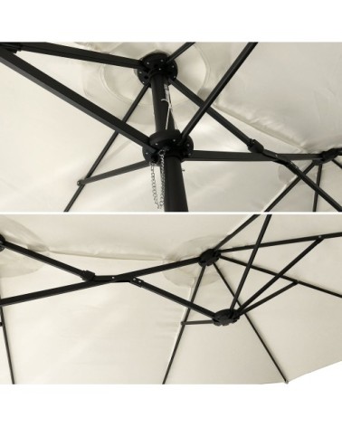 Parasol double ovale 2,7x4,6m en acier et toile beige