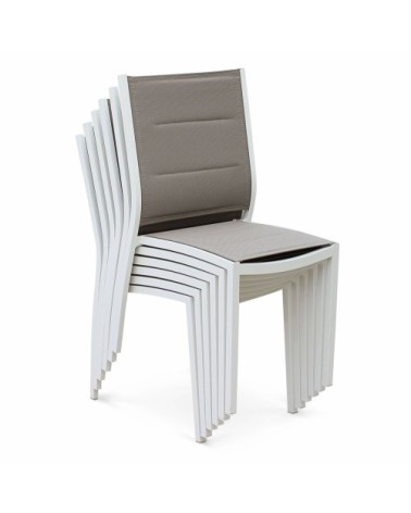 Lot de 2 chaises en aluminium blanc et textilène taupe