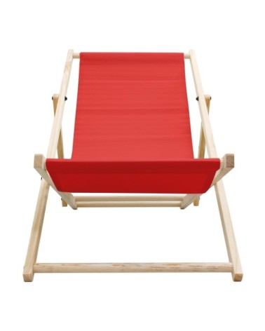 Lot de 2 chaises longues pliantes bois et tissu rouge 3 positions