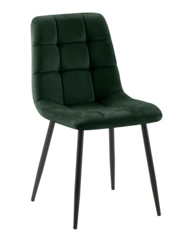 Chaise de salle à manger avec pieds en métal en samt vert