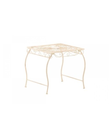 Table de jardin carrée résistante en métal Crème antique