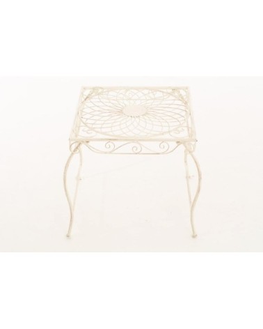 Table de jardin carrée résistante en métal Crème antique