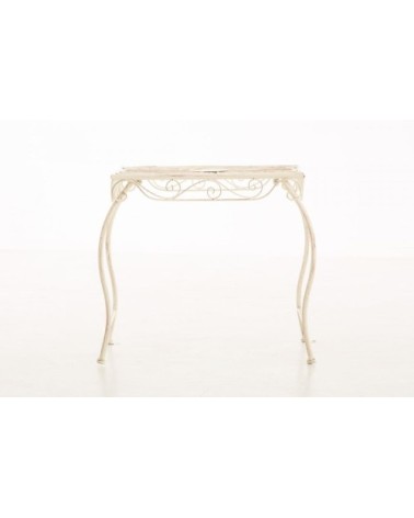Table de jardin carrée résistante en métal Crème antique