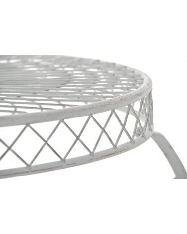 Table de jardin avec plateau rond en métal Blanc antique