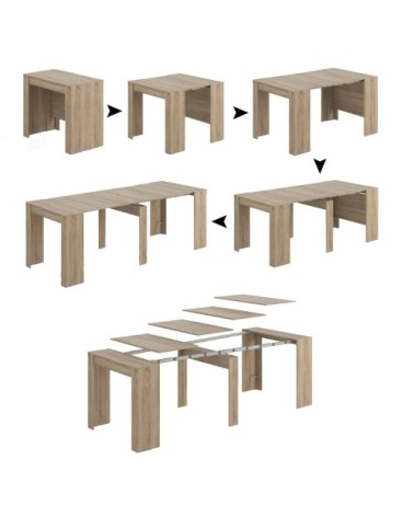 Table à rallonge effet bois beige 51/237x90h78 cm