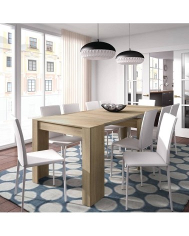 Table à rallonge effet bois beige 51/237x90h78 cm