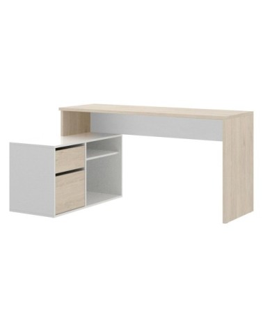 Bureau effet bois beige, blanc 139x92h75 cm