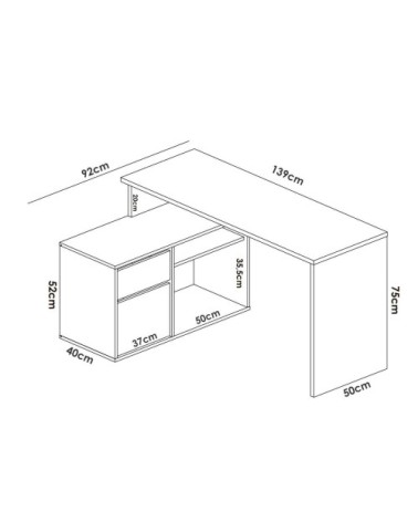 Bureau effet bois beige, blanc 139x92h75 cm