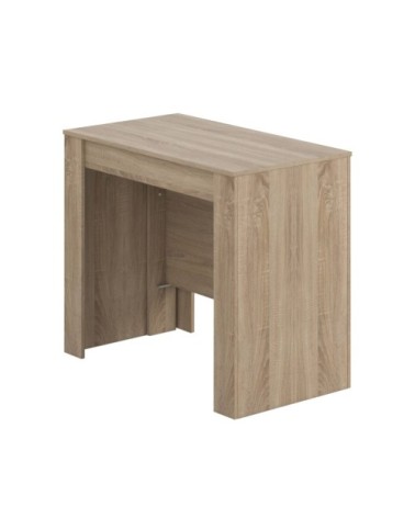Table console à rallonge effet bois beige 90x51 cm