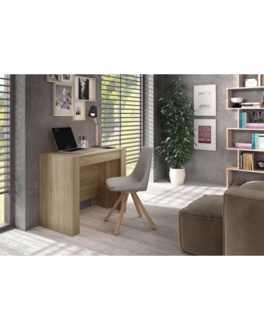 Table console à rallonge effet bois beige 90x51 cm