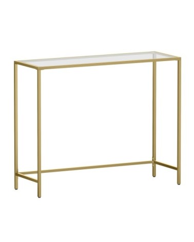 Table console d’entrée en verre trempé doré et transparent