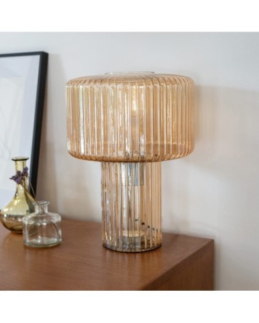 Lampe à poser en verre cannelé