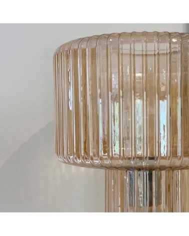 Lampe à poser en verre cannelé