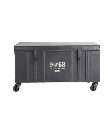 Malle industrielle à roulettes en métal noir L 85