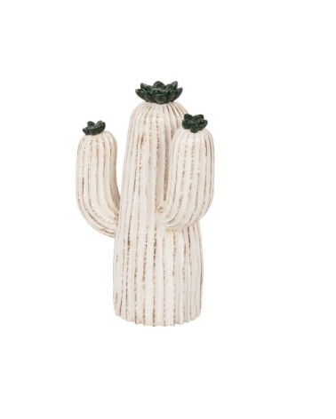 Statuette cactus en céramique blanche et verte H22