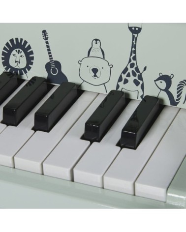Piano enfant vert d'eau imprimé animaux noirs