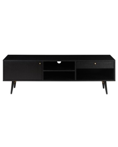 Meuble TV 160 cm plaqué chêne noir