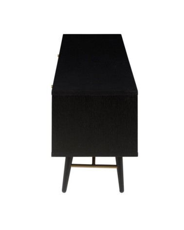 Meuble TV 160 cm plaqué chêne noir