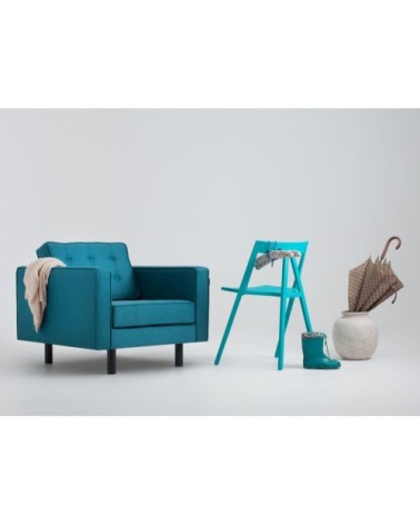 Fauteuil cubique rembourré en tissu couleur bleu