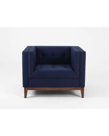 Fauteuil cubique rembourré tissu bleu