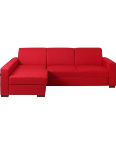 Canapé-lit dangle gauche 3 places tissu rouge h40cm