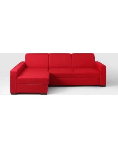 Canapé-lit dangle gauche 3 places tissu rouge h40cm