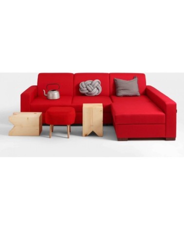 Canapé-lit dangle droit 3 places tissu rouge h40cm
