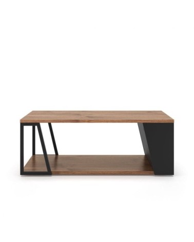 Table basse noyer et noir laqué H36
