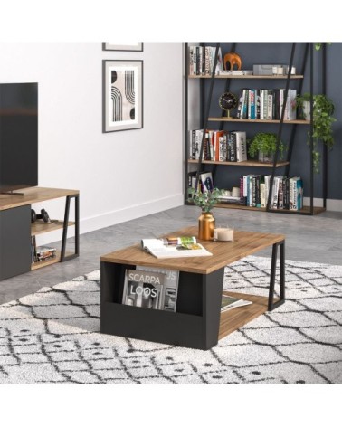 Table basse noyer et noir laqué H36