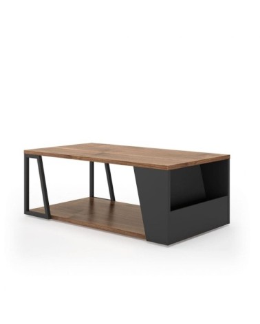 Table basse noyer et noir laqué H36
